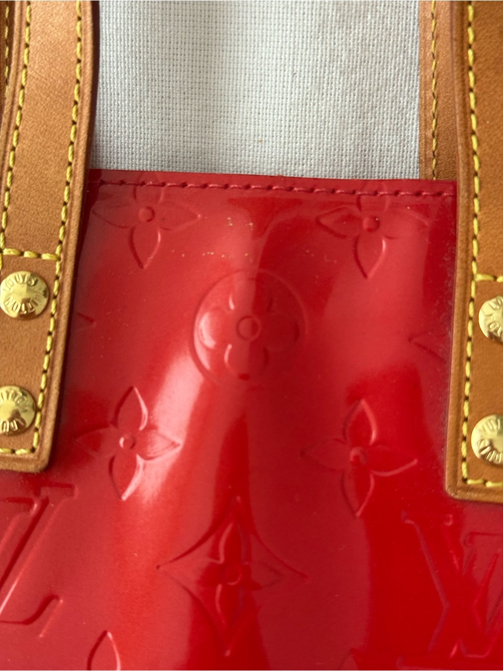 Louis Vuitton Red Vernis Monogram Patent Leather Mini Tote Purse - Picture 5 of 11